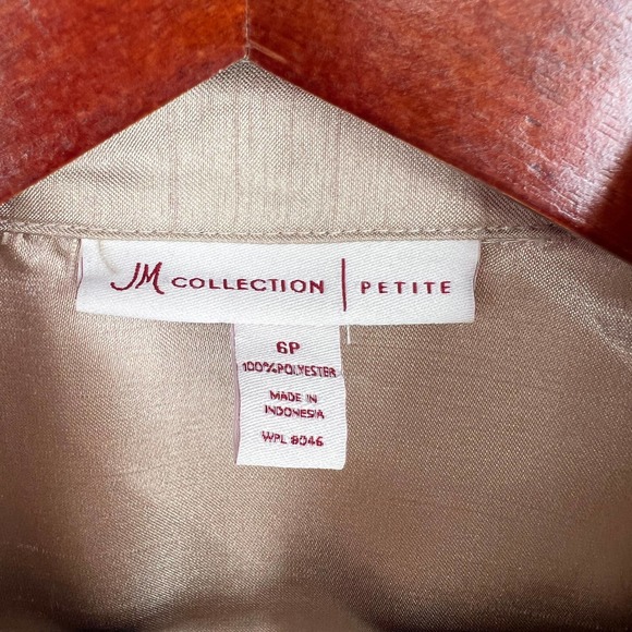 JM Collection Womens Size 6P Petite Gold Wrap Formal Blouse Shirt Top Elegant - Picture 2 of 8